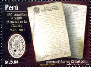 Francobolli: 267022 MNH PERU 2011 150 ANIVERSARIO DEL ARCHIVO NACIONAL